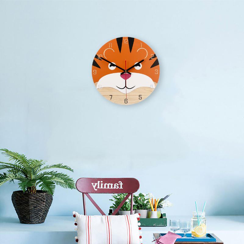 28cm Animal Mute Kulaté Nástěnné Hodiny Modern Home Living Room Kitchen Watch Decor