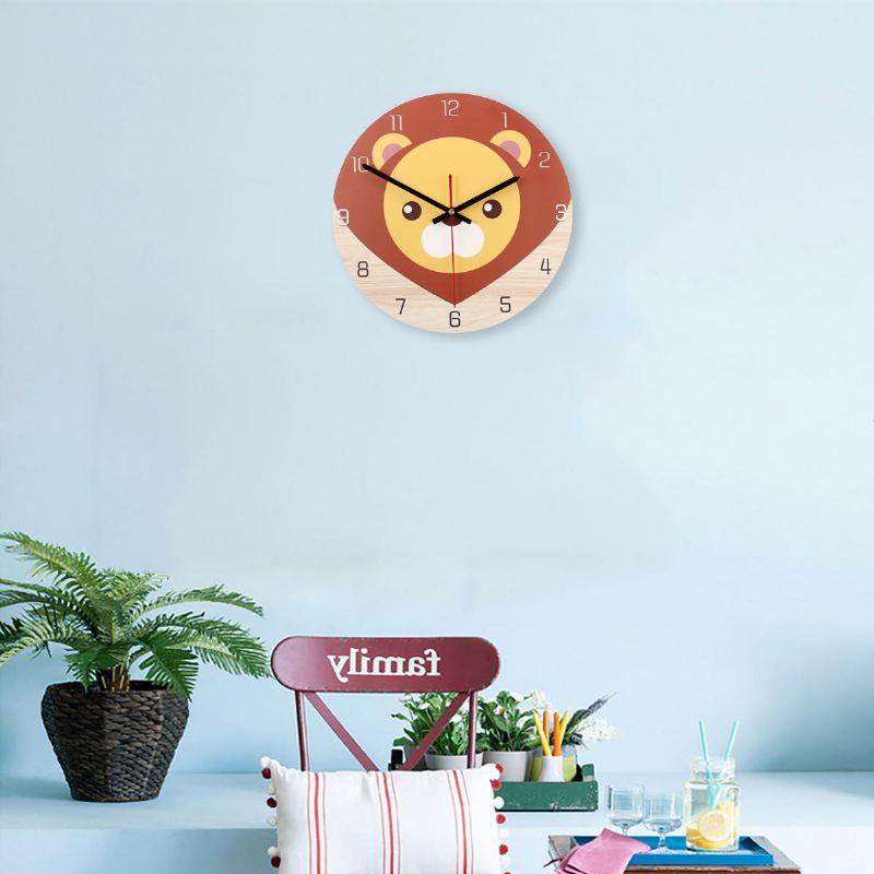 28cm Animal Mute Kulaté Nástěnné Hodiny Modern Home Living Room Kitchen Watch Decor