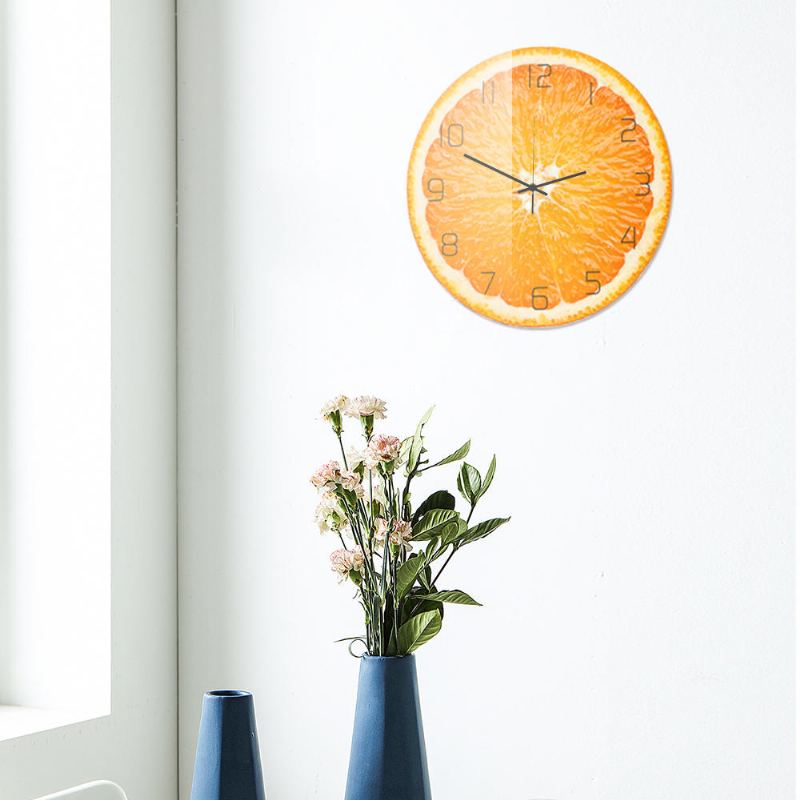 Cc093 Creative Orange Nástěnné Hodiny Mute Quartz Pro Domácí Kancelářské Dekorace