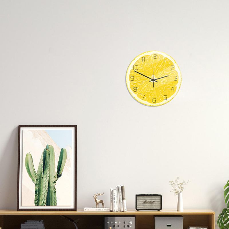 Cc094 Creative Lemon Nástěnné Hodiny Mute Quartzové Pro Dekorace Domácí Kanceláře
