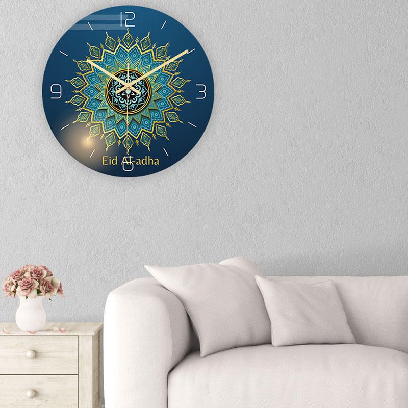 Eid Al Fitr Mute Sweep Round Hang Wall Clock Decor Home Room Decorate