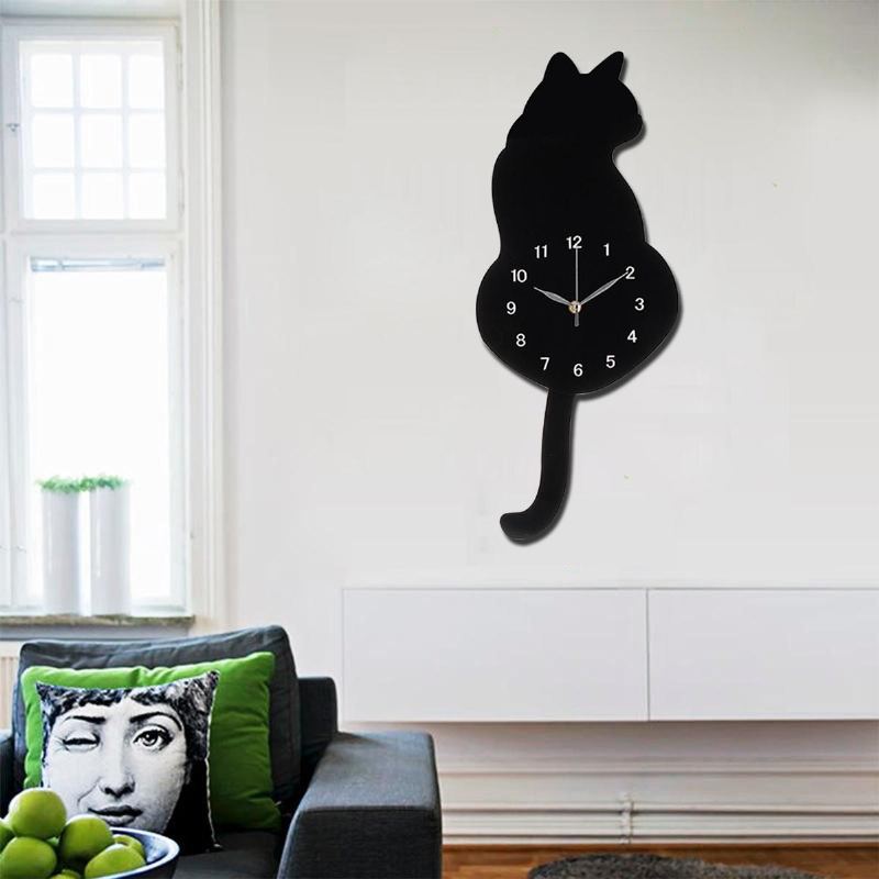 Krásné Zvíře Kočka Pes Ve Tvaru Kyvadla S Kyvadlem Nástěnné Hodiny Home Decor