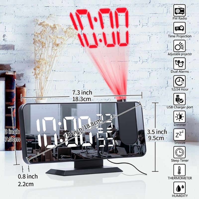 Led Digitální Budík Elektronický Led Projektor Stolní Projekční Hodiny V Ložnici Chytré Domácnosti