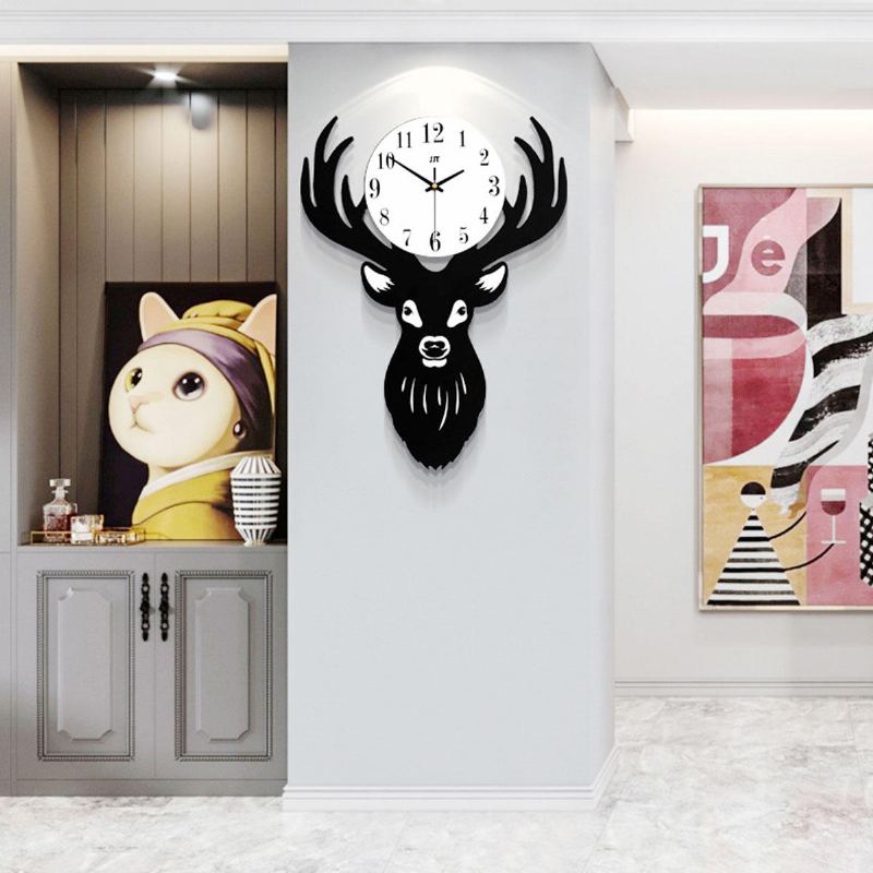 Nástěnné Hodiny Deer Head Hustota Dřevovláknitá Deska Domácí Obývací Pokoj Severský Minimalistický