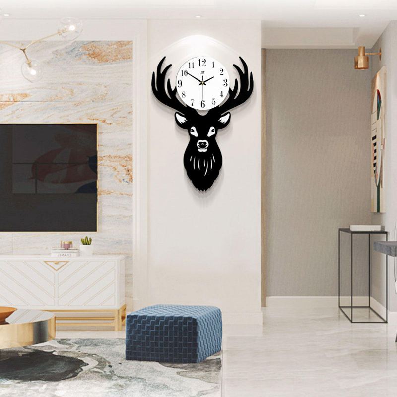 Nástěnné Hodiny Deer Head Hustota Dřevovláknitá Deska Domácí Obývací Pokoj Severský Minimalistický