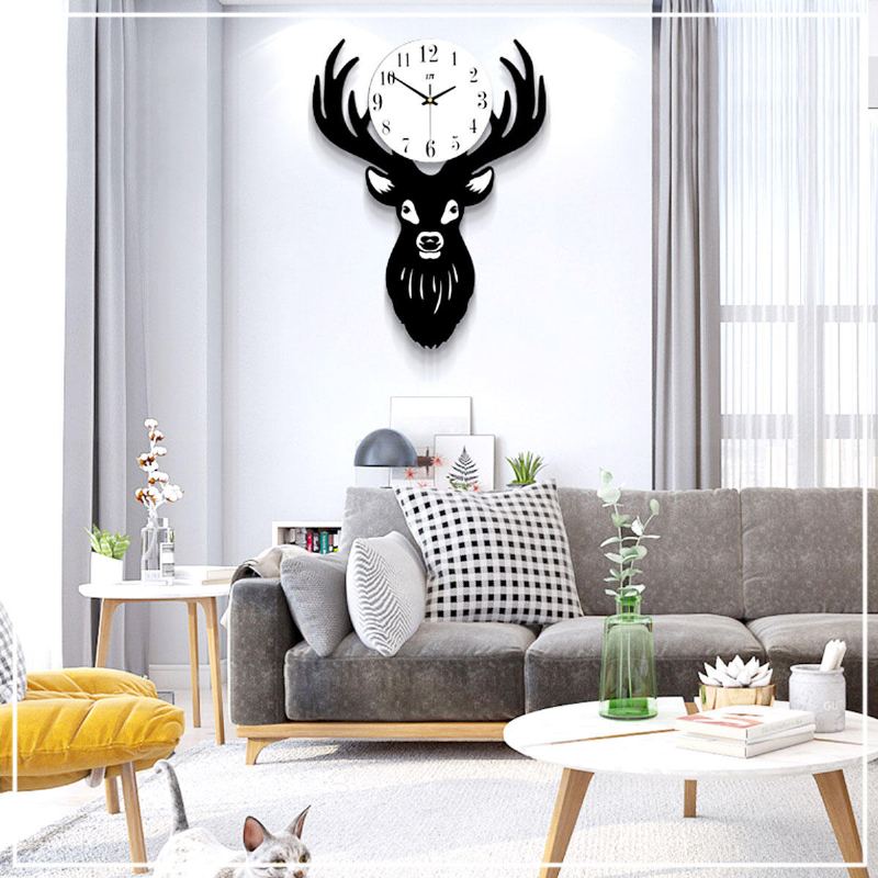 Nástěnné Hodiny Deer Head Hustota Dřevovláknitá Deska Domácí Obývací Pokoj Severský Minimalistický