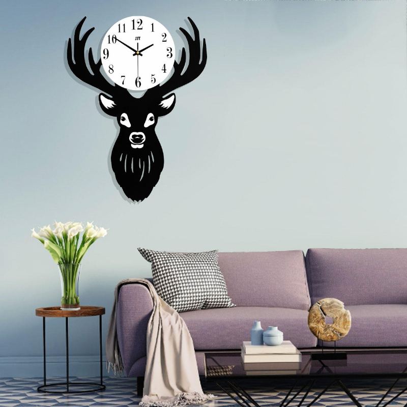 Nástěnné Hodiny Deer Head Hustota Dřevovláknitá Deska Domácí Obývací Pokoj Severský Minimalistický