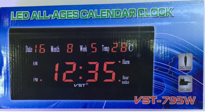 Vst St-5 12/24 Hodin Stolní Hodiny Velké Číslo Lcd Displej Teplota Datum Týden Měsíc