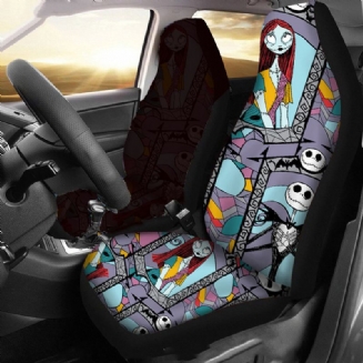 1/2ks Skull Printed Univerzální Potah Předního Sedadla Auto Cushion Protector Mat