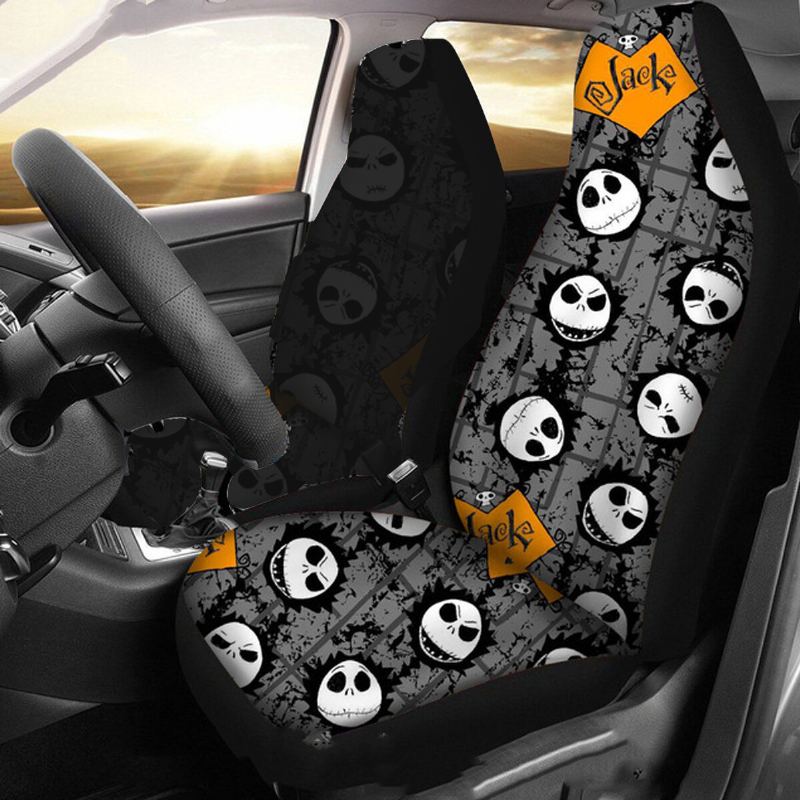 1/2ks Skull Printed Univerzální Potah Předního Sedadla Auto Cushion Protector Mat