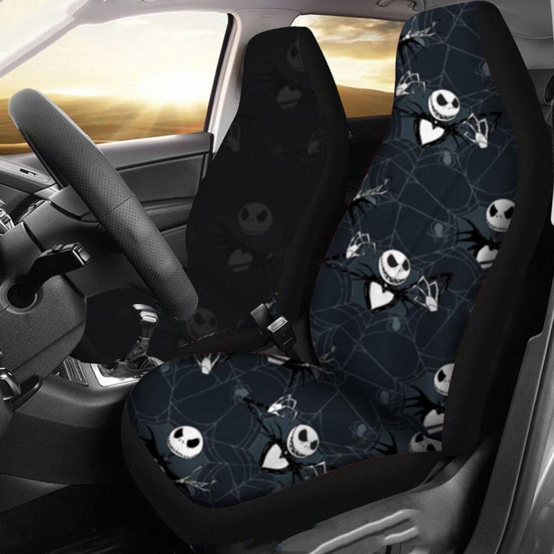 1/2ks Skull Printed Univerzální Potah Předního Sedadla Auto Cushion Protector Mat