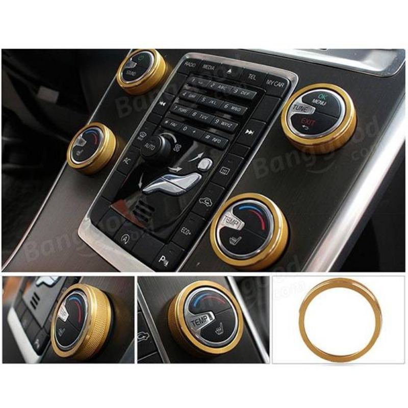 1ks Car Alu Dekorative Covers Stereo A/c Gomb Circles Ring Pro Volvo S60 V60 Xc60 S60l S80 V40