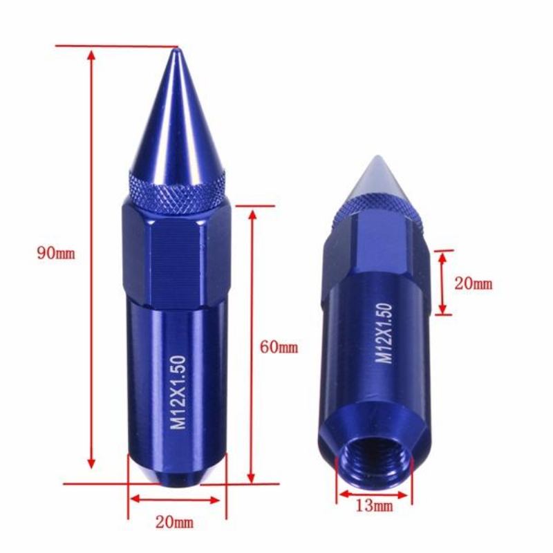 20ks M12x1.5 Hliník 60mm Kola Pro Auta Ráfky Matice S Hroty Rozšířený Tuner