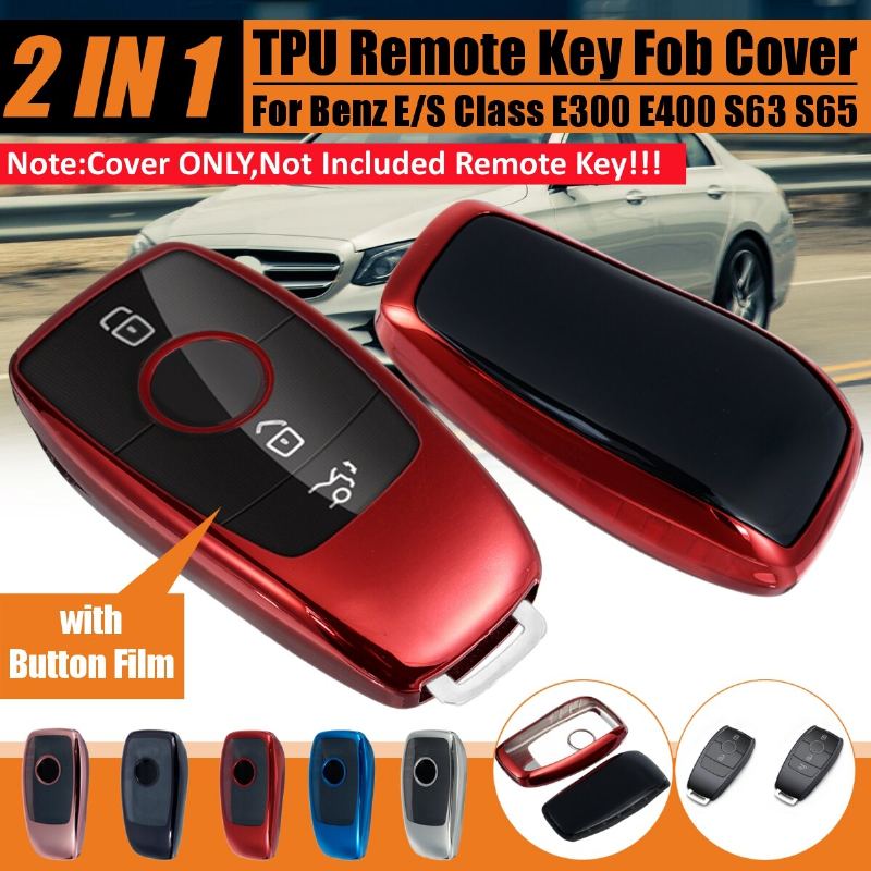 2v1 Tpu Dálkové Ovládání Smart Key Case Fob Kryt S Fólií Na Tlačítka Pro Benz E/s Class E300 E400 S63 S65