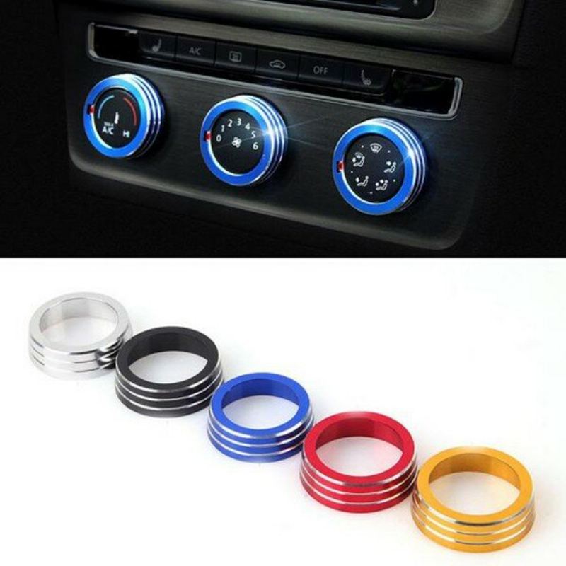 3ks/sada Cars Alu Decoration Stereo Knob Ring Kroužek Na Knoflík Klimatizace Pro Golf 7