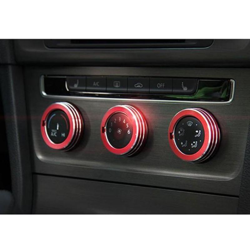 3ks/sada Cars Alu Decoration Stereo Knob Ring Kroužek Na Knoflík Klimatizace Pro Golf 7