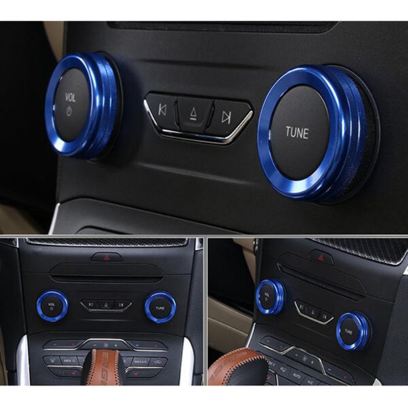 4ks/sada Cars Alu Decoration Stereo Knob Ring Kroužek Pro Ovládání Klimatizace Pro Ford Edge