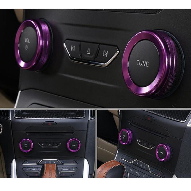 4ks/sada Cars Alu Decoration Stereo Knob Ring Kroužek Pro Ovládání Klimatizace Pro Ford Edge