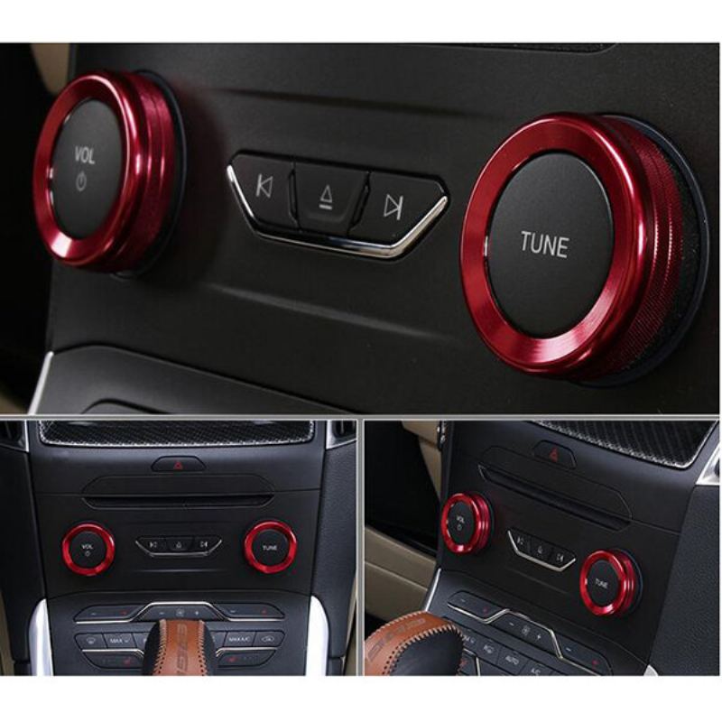 4ks/sada Cars Alu Decoration Stereo Knob Ring Kroužek Pro Ovládání Klimatizace Pro Ford Edge