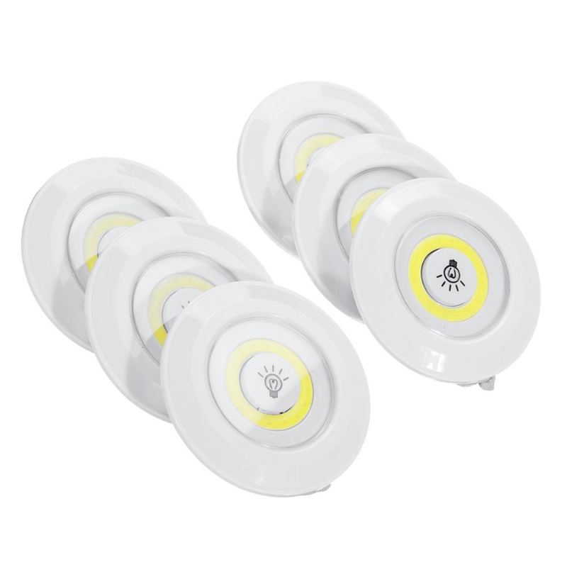 1/3/6ks Led Wireless Stick On Led Tap Light Jasný Dálkový Ovladač Skříňka Na Baterie Noční Lampa