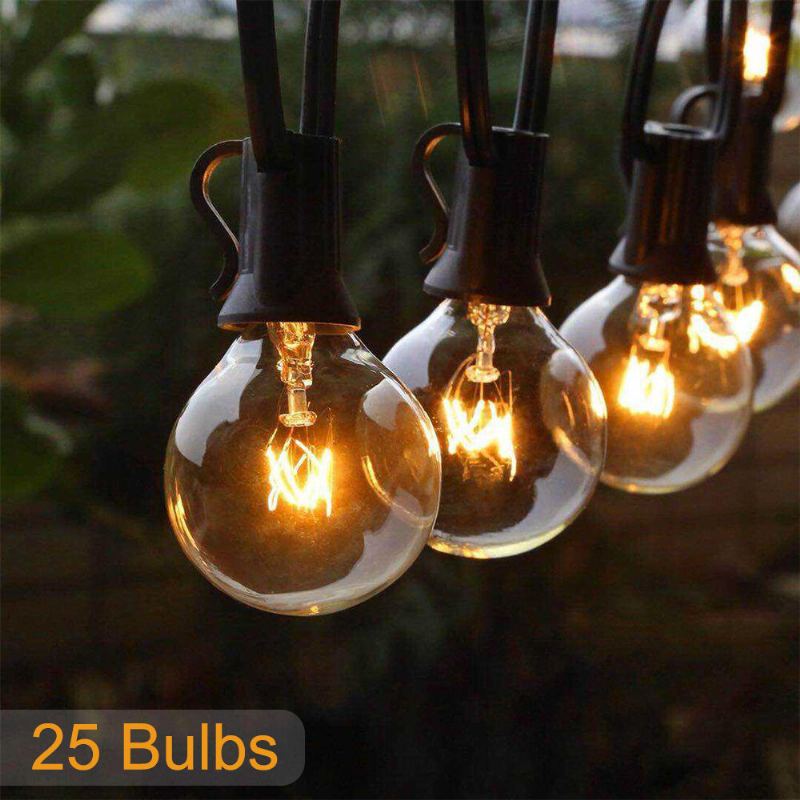 25ft Patio String Light Vánoční G40 Globe Festoon Žárovka Fairy Venkovní Party Garden Garland Svatební Dekorativní Světla