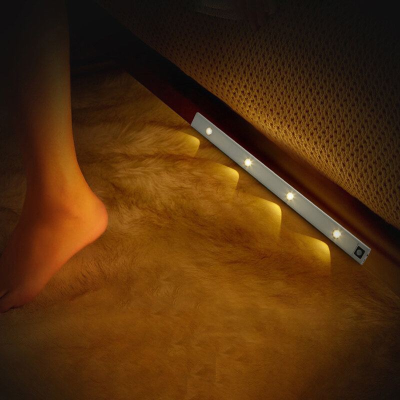 30/40/60/80cm Smart Human Body Sensor Led Cabinet Light Inteligentní Ultratenké Led Světlo Do Šatníku Usb Nabíjení Malé Noční Bez Průrazu