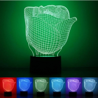 3d Illuminated Illusion Color Měnící Rose Led Stolní Noční Lampa