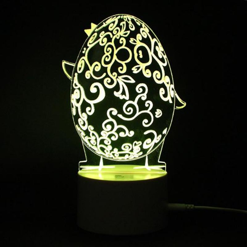 3d Illusion Easter Egg Králík Led Noční Světlo Usb Barevná Stolní Lampa Sváteční Dekorace Dc5v