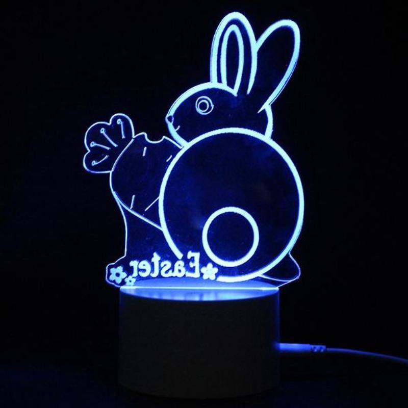 3d Illusion Easter Egg Králík Led Noční Světlo Usb Barevná Stolní Lampa Sváteční Dekorace Dc5v