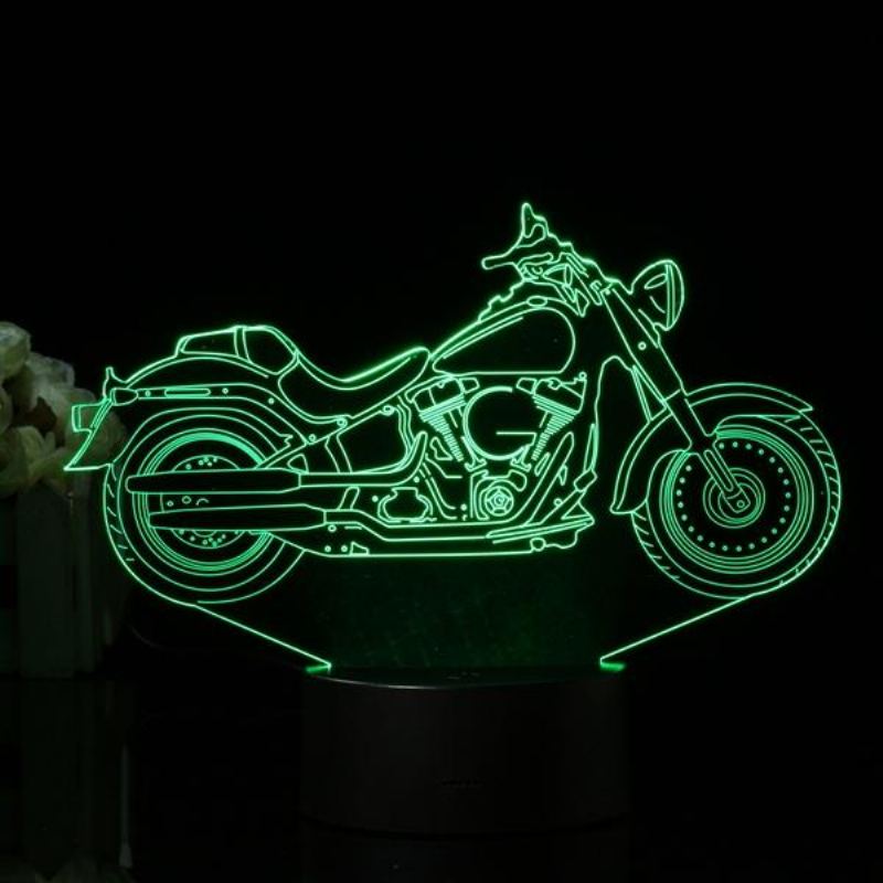 3d Illusion Motocyklová Led Stolní Lampa 7 Změna Barvy Dotykový Spínač Noční Světlo