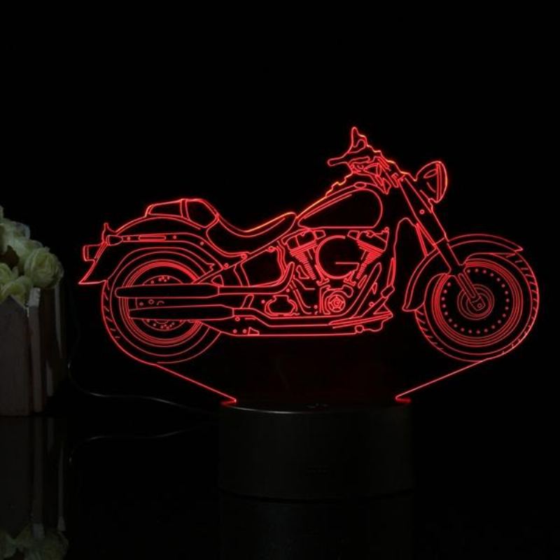 3d Illusion Motocyklová Led Stolní Lampa 7 Změna Barvy Dotykový Spínač Noční Světlo