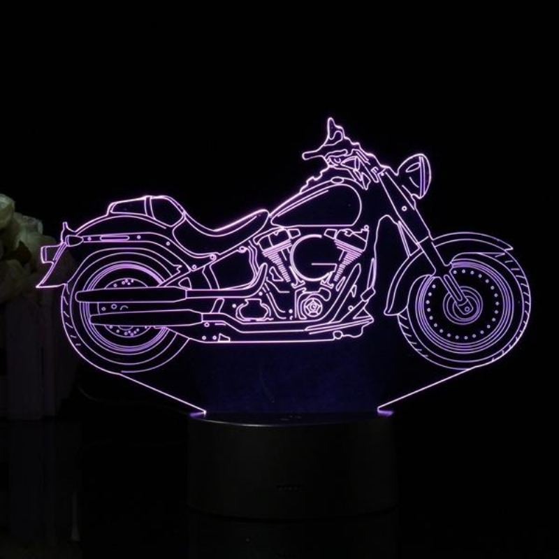 3d Illusion Motocyklová Led Stolní Lampa 7 Změna Barvy Dotykový Spínač Noční Světlo