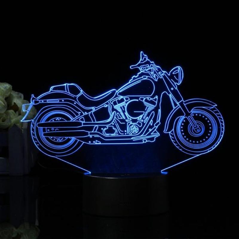 3d Illusion Motocyklová Led Stolní Lampa 7 Změna Barvy Dotykový Spínač Noční Světlo