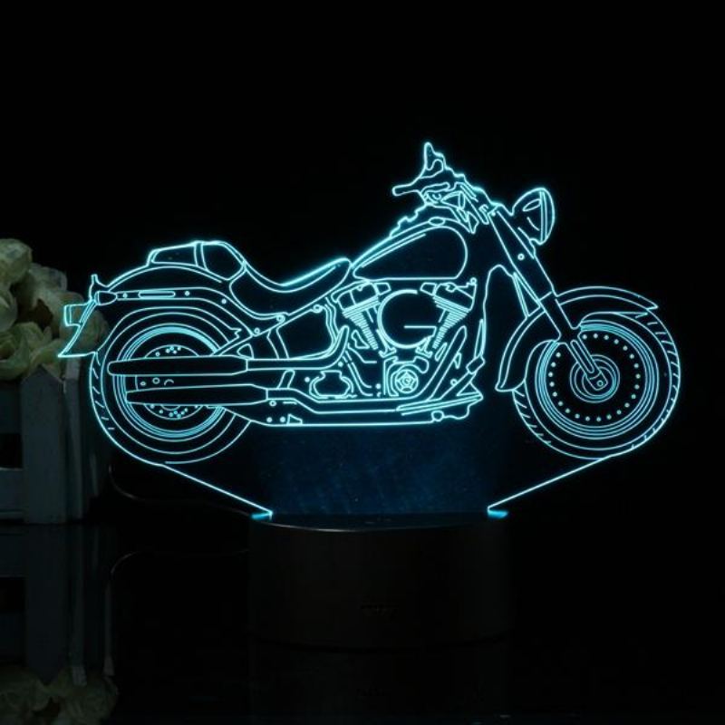 3d Illusion Motocyklová Led Stolní Lampa 7 Změna Barvy Dotykový Spínač Noční Světlo