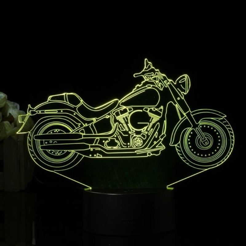 3d Illusion Motocyklová Led Stolní Lampa 7 Změna Barvy Dotykový Spínač Noční Světlo