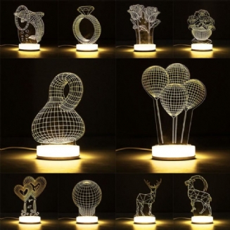 3d Illusion Usb Led Noční Světlo Teplé Bílé Stolní Lampa Vánoční Dárek