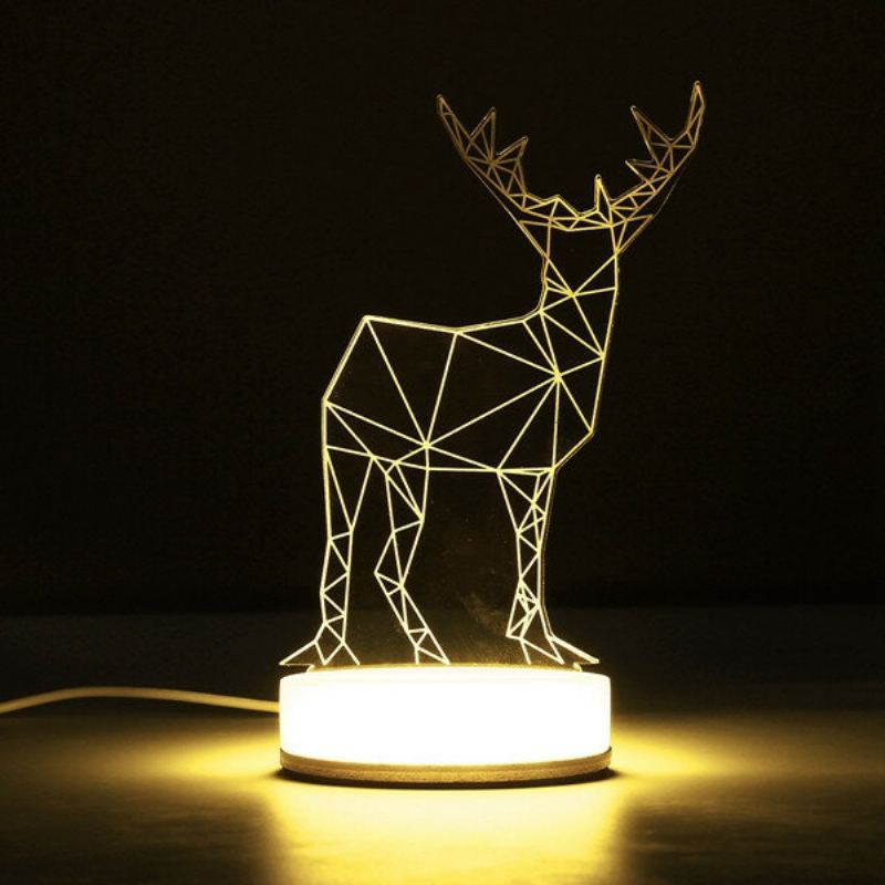 3d Illusion Usb Led Noční Světlo Teplé Bílé Stolní Lampa Vánoční Dárek