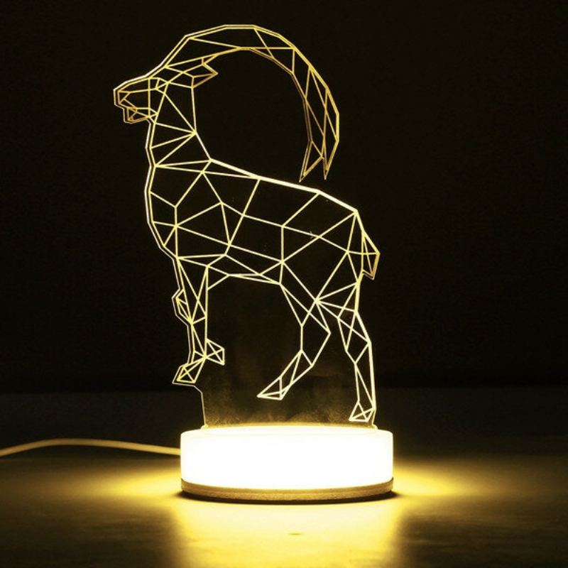 3d Illusion Usb Led Noční Světlo Teplé Bílé Stolní Lampa Vánoční Dárek