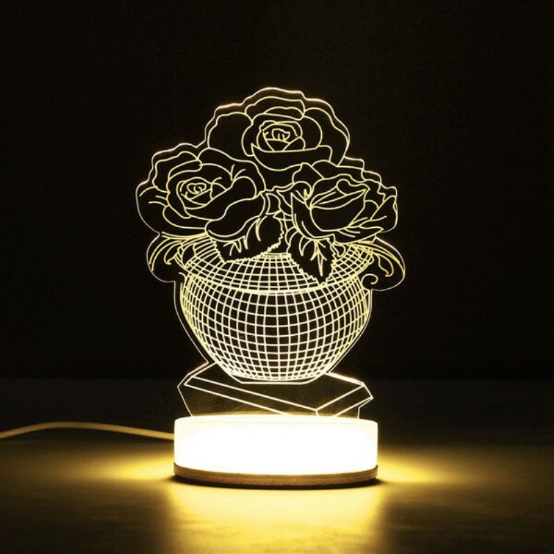 3d Illusion Usb Led Noční Světlo Teplé Bílé Stolní Lampa Vánoční Dárek