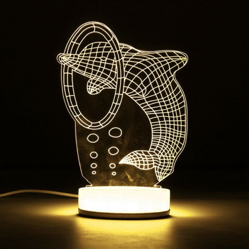 3d Illusion Usb Led Noční Světlo Teplé Bílé Stolní Lampa Vánoční Dárek