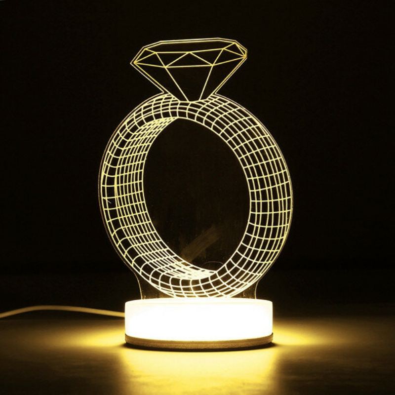 3d Illusion Usb Led Noční Světlo Teplé Bílé Stolní Lampa Vánoční Dárek