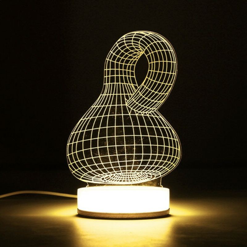 3d Illusion Usb Led Noční Světlo Teplé Bílé Stolní Lampa Vánoční Dárek