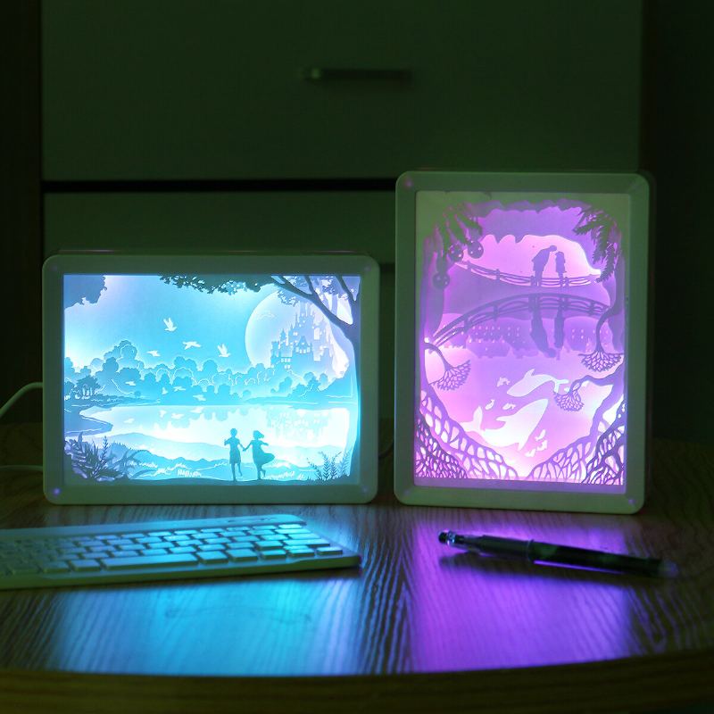 3d Papír Carving Lamp Art Kreativní Led Noční Světlo Dárek K Narozeninám Romantická Výzdoba