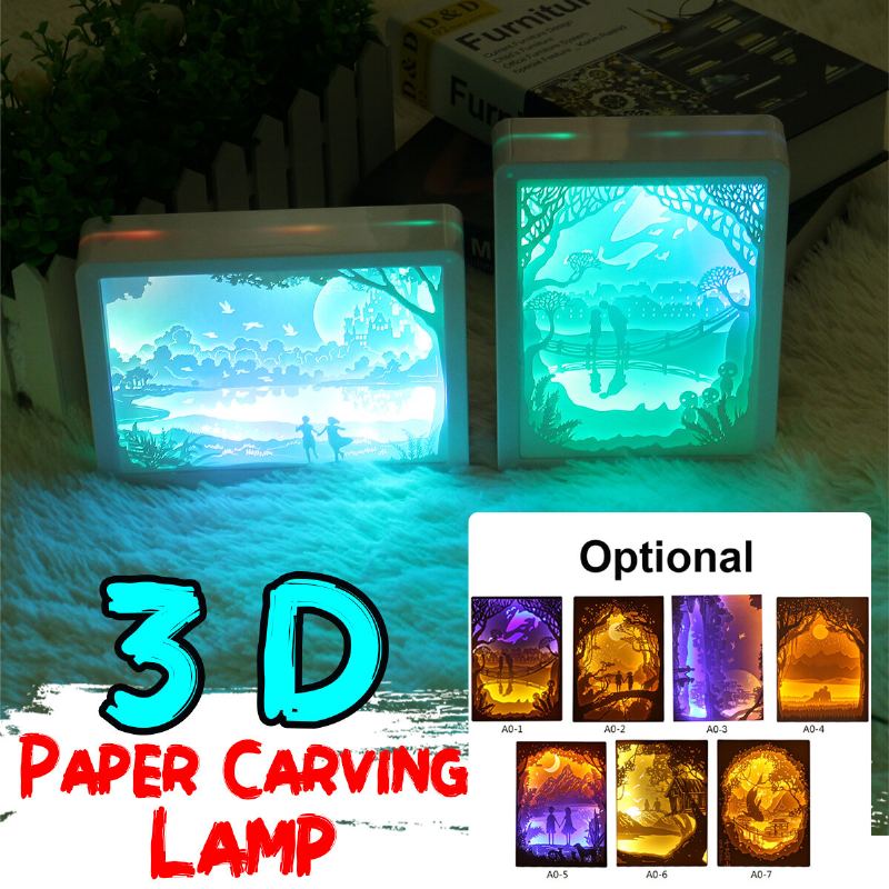 3d Papír Carving Lamp Art Kreativní Led Noční Světlo Dárek K Narozeninám Romantická Výzdoba