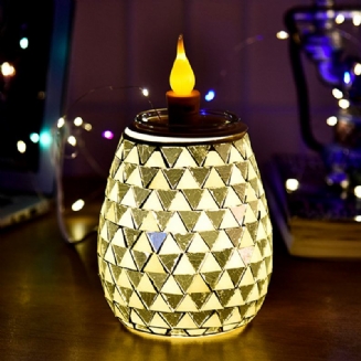 3d Skleněná Elektrická Aromaterapeutická Lampa Trojúhelníkový Vzor Teplá Bílá Světla Domácí Aromaterapeutické Světlo