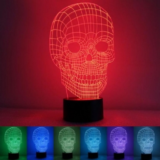 3d Skull Illusion Led Stolní Světlo Usb 7 Barev Měnící Noční Lampa Domácí Dekorace