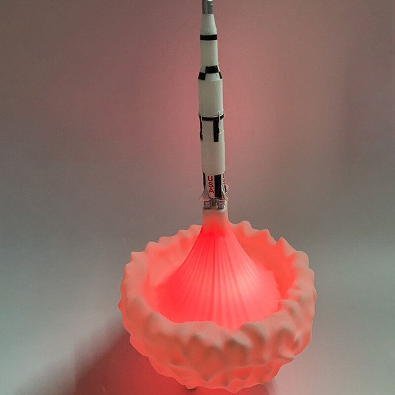 3d Tisk 16barevná Raketová Lampa Saturn Usb Led Dětské Noční Světlo Stmívatelné Dotykové Ovládání + Dálkové