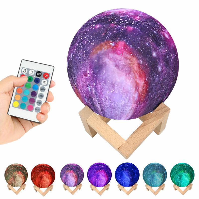 3d Tisk Moon Lamp Space Led Noční Světlo Dálkové Ovládání / Touch/ Pat Control Usb Charge Valentine Gift