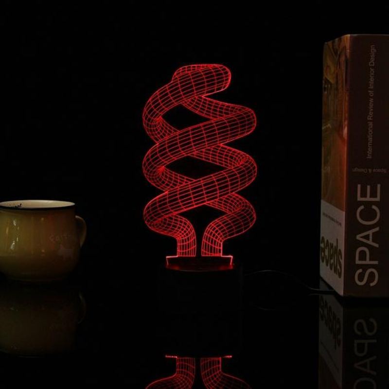 3d Tornado Illusion Led Stolní Světlo Usb 7 Barev Měnící Noční Lampa