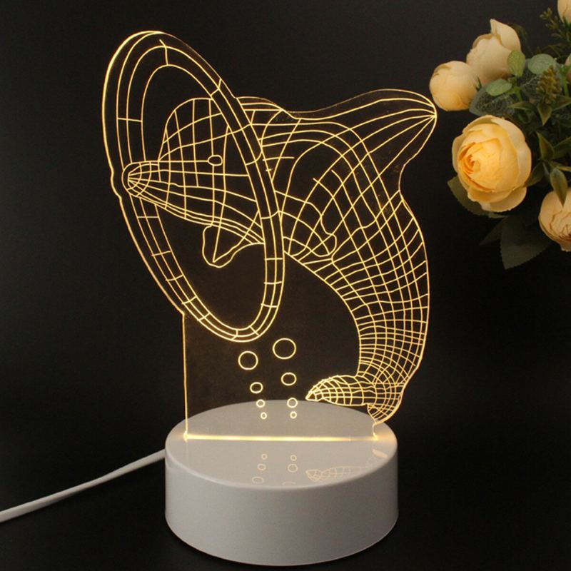 3d Vícebarevná Led Noční Lampa Se Vzorem Delfínů S Vypínačem Home Party Decor 220v